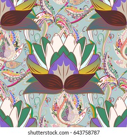 Seamless floral pattern. Vector abstract floral background. Seamless pattern with many small blue flowers.