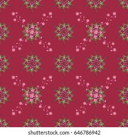 Seamless floral pattern. Vector abstract floral background. Seamless pattern with many small blue and pink flowers.