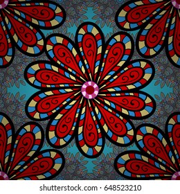 Seamless floral pattern. Vector abstract floral background. Seamless pattern with many small blue flowers.