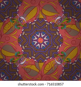 Seamless floral pattern. Vector abstract floral background. Seamless pattern with many small violet, pink and brown flowers.