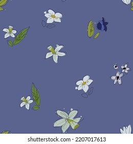 Seamless floral pattern. Vector ahand drawn flowers and leaves. Botanical sketchy illustration