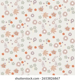 Seamless Floral Pattern in vector art,textile design,flower leaf,abstract effect,pattern allover repeats,pastel colors botanical ,fabric wallpaper