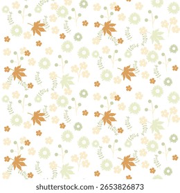 Patrón floral sin costuras en Arte vectorial, diseño textil, hoja de flor, efecto abstracto, patrón de repetición, colores pastel botánico, Fondo de pantalla de tela