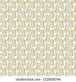 Seamless floral pattern, vector seamless background with herb leaves. Organic flat style vector illustration.