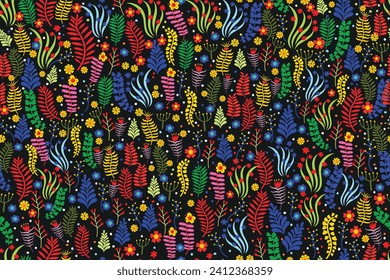 Seamless floral pattern in vector for backgrounds, motifs, fabrics, wallpaper wrapping, backdrops, covers, wrapping paper, etc.