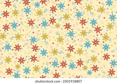 Seamless floral pattern in vector for backgrounds, motifs, fabrics, wallpaper wrapping, backdrops, covers, wrapping paper, etc.
