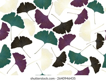 Seamless floral pattern Vector botanical gingko leaf line art wallpaper vector. Luxury golden hand drawn foliage design in minimalist linear contour simple style. Fabric, print, cover, invitation.	