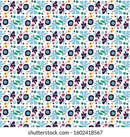 Seamless Floral Pattern vector. Bright colorful exotic botanic background.Tropical garden motifs scattered random. Fashion prints. Printing with in modern hand drawn style on stylish white