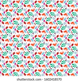 Seamless Floral Pattern vector. Bright colorful exotic botanic background.Tropical garden motifs scattered random. Fashion prints. Printing with in modern hand drawn style on stylish white