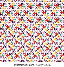 Seamless Floral Pattern vector. Bright colorful exotic botanic background.Tropical garden motifs scattered random. Fashion prints. Printing with in modern hand drawn style on stylish white