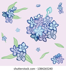 Seamless floral pattern. Vector clipart forget-me-not.   botanical pattern. Elegant flowers and leaves art design.