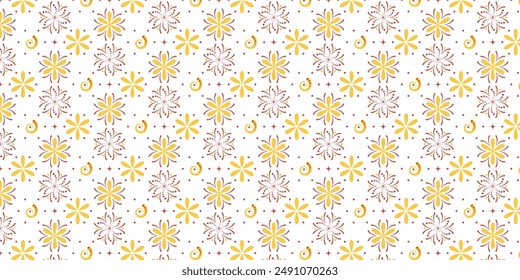 Seamless Floral Pattern in vector. seamless pattern collection.Wild flowers, leaves, branches, candies repeat pattern design.seamless geometrical floral pattern.