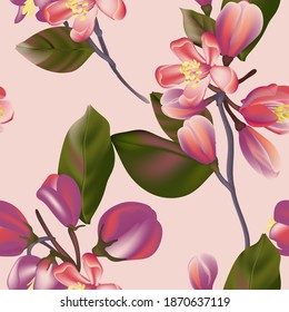 Seamless Floral Pattern in vector, colorful interior wallpaper design, violet flora spring bloom .