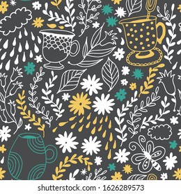 Seamless floral pattern, vector flower background