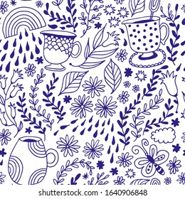 Seamless floral pattern, vector flower background