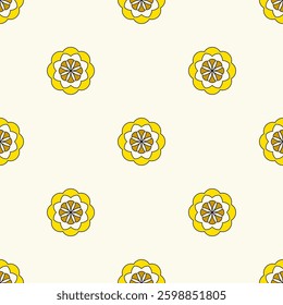 Seamless floral pattern. Vector geometric shapes. Golden yellow.