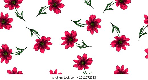 Seamless Floral Pattern in vector hand drawn sketch  fabric