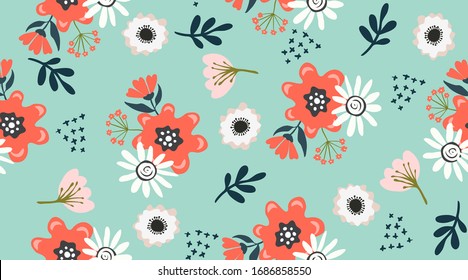 Seamless floral pattern  Vector hand draw floral background for wallpaper cover fabric textile