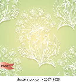 Seamless Floral Pattern (Vector). Hand Drawn Texture with Flowers