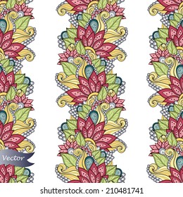Seamless Floral Pattern (Vector). Hand Drawn Texture with Flowers