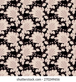 Seamless Floral Pattern (Vector). Hand Drawn Floral Texture, Decorative Flowers, Coloring Book