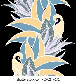 Seamless Floral Pattern (Vector). Hand Drawn Floral Texture, Decorative Flowers, Coloring Book