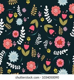Seamless floral pattern, vector illustration