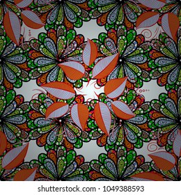 Seamless Floral Pattern in Vector illustration. Flowers on black, neutral and orange colors.
