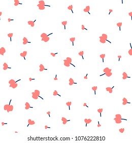Seamless floral pattern, vector illustration, cute tiny flowers on white background