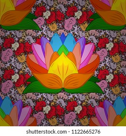 Seamless Floral Pattern in Vector illustration. Beautiful fabric pattern. Colour Spring Theme seamless pattern Background. Flat Flower Elements Design.