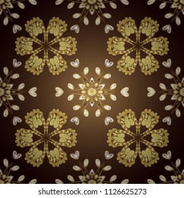 Seamless Floral Pattern in Vector illustration. Flowers on black, brown and neutral colors.