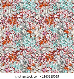 Seamless Floral Pattern in Vector illustration. Beautiful fabric pattern. On white, black and gray colors. Vector illustration.