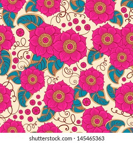 Seamless floral pattern. Vector illustration. Can be used for wallpapers, fills, web page background, surface textures