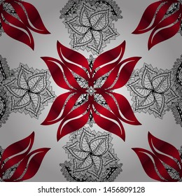 Seamless Floral Pattern in Vector illustration. Colour Spring Theme seamless pattern Background. Flat Flower Elements Design. Flowers on red, black and white colors.