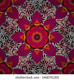 Seamless Floral Pattern in Vector illustration. Flowers on white, purple and red colors.