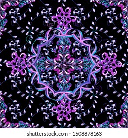 Seamless Floral Pattern in Vector illustration. Fancy fabric pattern. Flat Flower Elements Design. Colour Spring Theme seamless pattern Background.