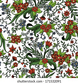 Seamless Floral Pattern, Vector Illustration