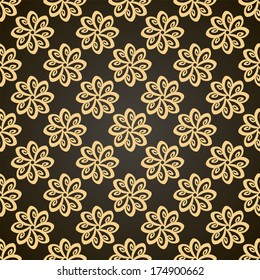 seamless floral pattern, vector illustration. Black and yellow geometric design.