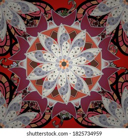 Seamless Floral Pattern in Vector illustration. Flowers on gray, neutral and black colors.