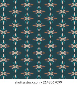 Patrón floral sin soldadura, diseño de ilustración vectorial, patrón de adorno floral vintage.Resumen ornamental sobre un fondo azul oscuro.se puede usar tela, ropa, impresión, textil.