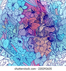 Seamless floral pattern, vector illustration. 