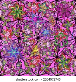 seamless Floral Pattern in vector illustration Beautiful fabric pattern. Colour Spring Theme seamless pattern Background. Flat Flower Elements Design.
