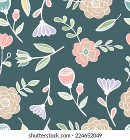 Seamless floral pattern Vector illustration stained Glass style
