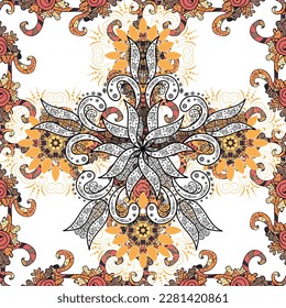 Patrón floral sin brillo en la ilustración vectorial. Flores en tonos beige, blanco y negro.