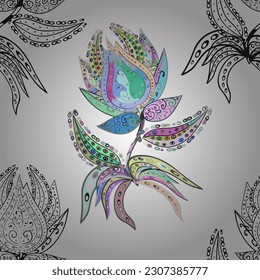 seamless Floral Pattern in vector illustration Fancy fabric pattern. Colour Spring Theme seamless pattern Background. Flat Flower Elements Design.
