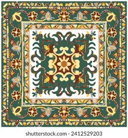 Patrón floral sin foco. Ilustración vectorial, ornamento colorido con motivos florales dibujados a mano en un patrón oriental tradicional. Elementos decorativos aislados para el diseño de tarjetas, cerámica.