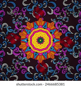 Patrón floral sin costuras en Ilustración vectorial . Flores en colores agradables. Color Spring Tema patrón sin fisuras de fondo. Diseño de Elementos florales planos. Vector.