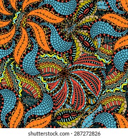 Seamless Floral Pattern. Vector illustration. Hand Drawn Texture