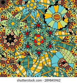 Seamless Floral Pattern. Vector illustration. Hand Drawn Texture