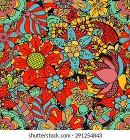 Seamless Floral Pattern. Vector illustration. Hand Drawn Texture